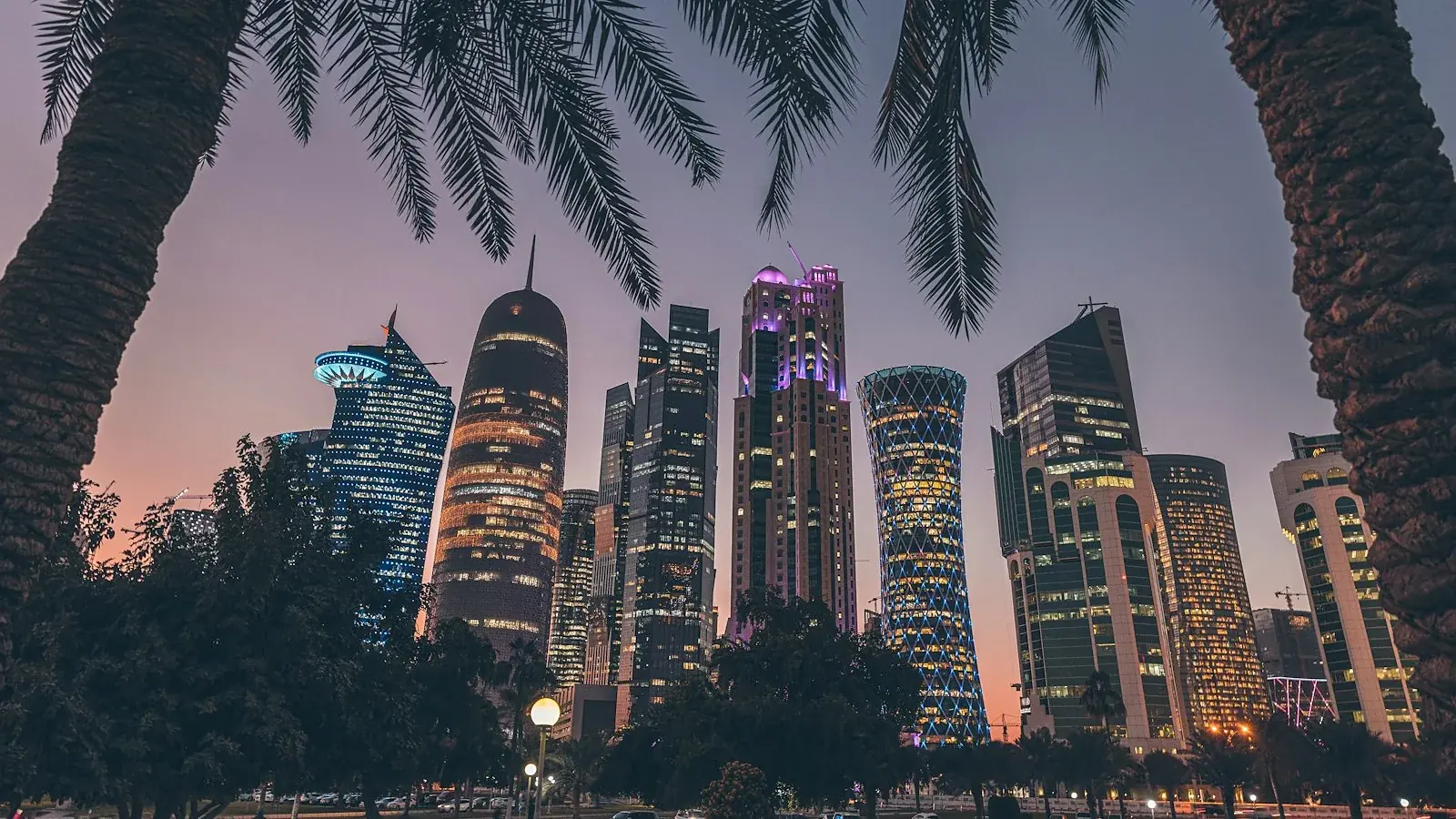Doha West Bay skyline at dusk